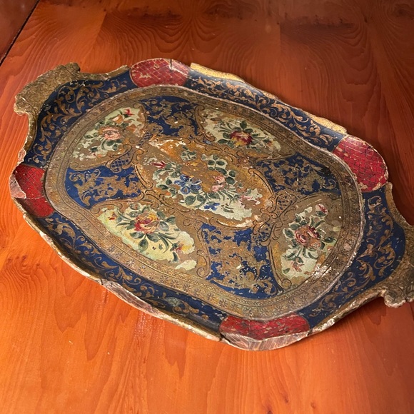 Antique Florentine Wood Tray - Picture 2 of 5